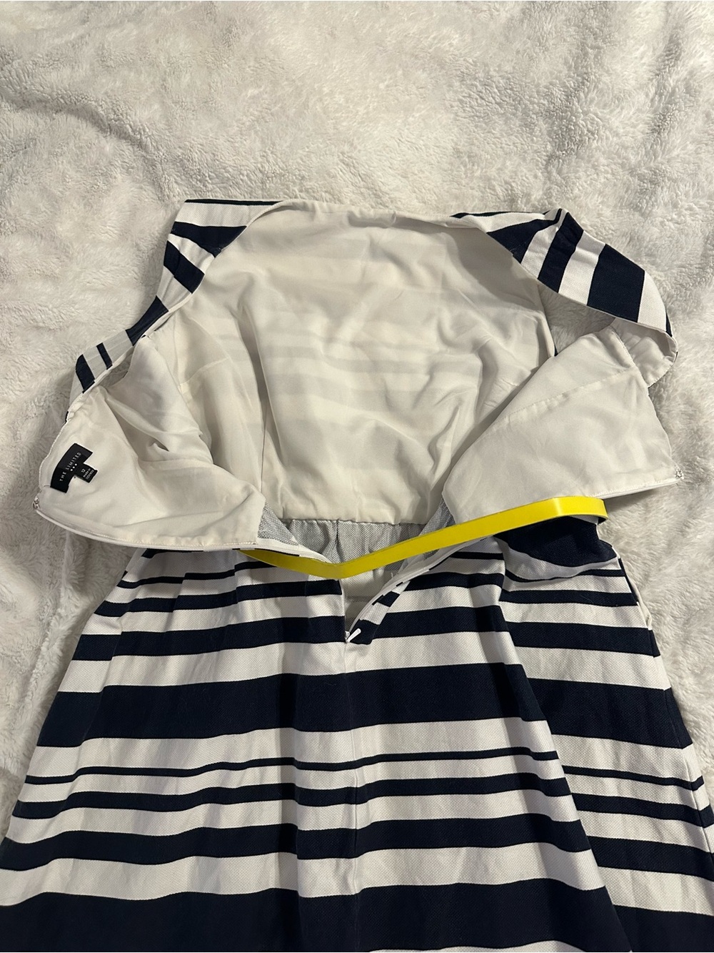 The Limited Navy and White Striped Sleeveless Dress with Yellow Belt - Picture 4 of 6